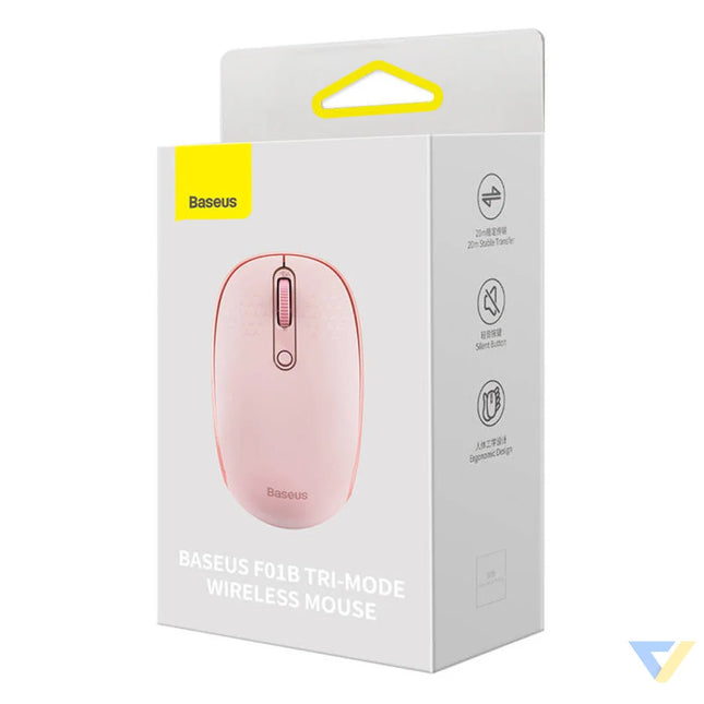 Wireless mouse Baseus F01B Tri mode 2.4G BT5.0 1600 DPI (pink) Wireless
