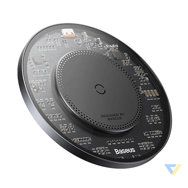 Wireless Qi inductive charger Baseus Simple 2 15W with USB C to USB C cable (black) Wireless chargers