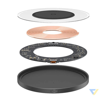 Wireless Qi inductive charger Baseus Simple 2 15W with USB C to USB C cable (black) Wireless chargers