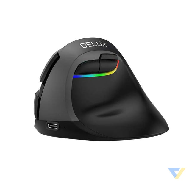 Wireless Vertical Mouse Delux M618Mini BT + 2.4G RGB 4000DPI (Iron Gray) Vertical mice