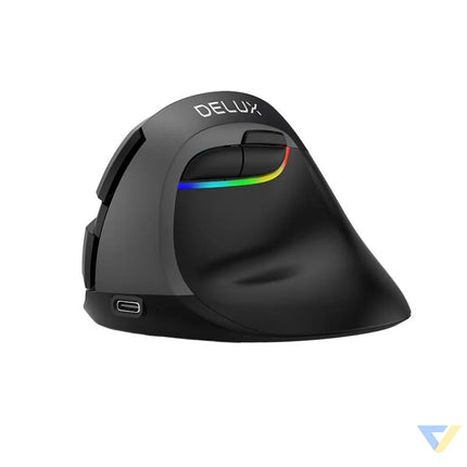 Wireless Vertical Mouse Delux M618Mini BT + 2.4G RGB 4000DPI (Iron Gray) Vertical mice