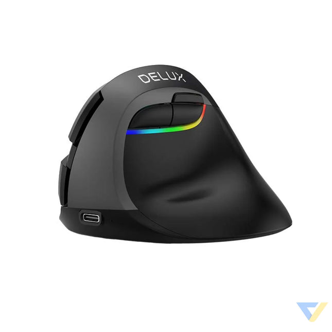 Wireless Vertical Mouse Delux M618Mini BT + 2.4G RGB 4000DPI (Iron Gray) Vertical mice