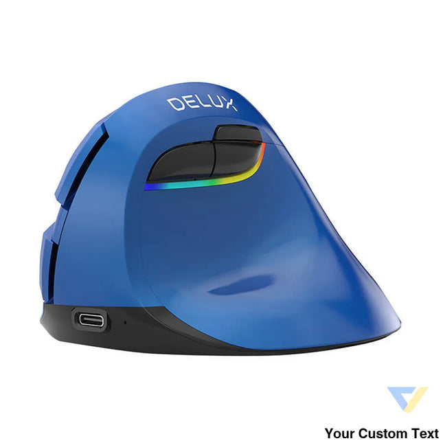 Wireless Vertical Mouse Delux M618Mini BT4.0 + 2.4Ghz 4000DPI RGB (blue) Vertical mice