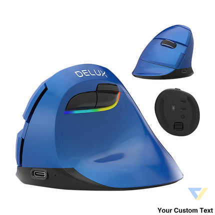 Wireless Vertical Mouse Delux M618Mini BT4.0 + 2.4Ghz 4000DPI RGB (blue) Vertical mice