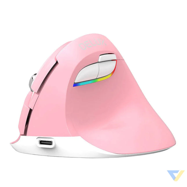 Wireless Vertical Mouse Delux M618Mini DB BT + 2.4G 2400DPI (pink) Vertical mice