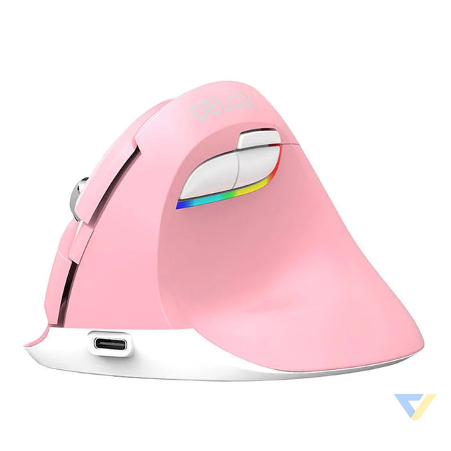 Wireless Vertical Mouse Delux M618Mini DB BT + 2.4G 2400DPI (pink) Vertical mice