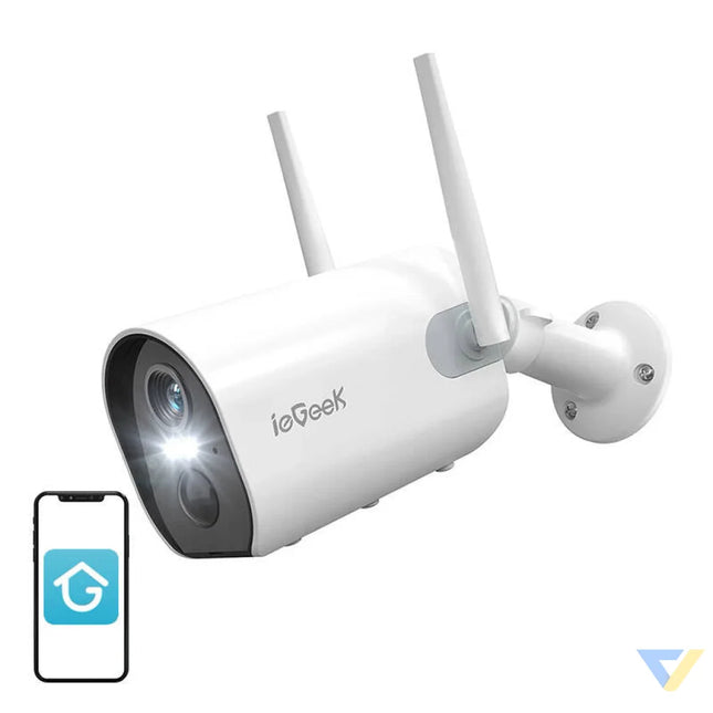 Wireless WiFi outdoor camera ieGeek ZS GX2S white 5200mAh IP cameras